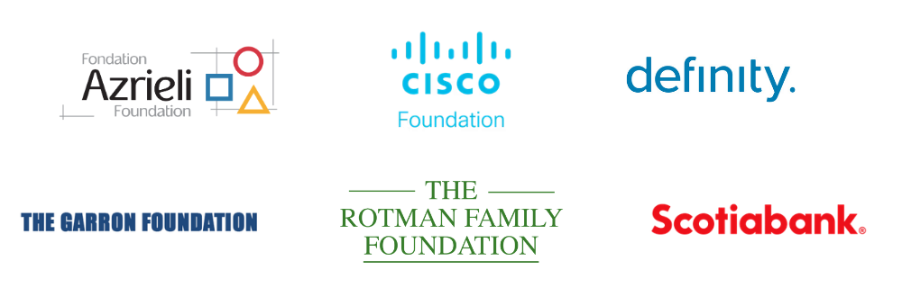 Funder logos: Azrieli Foundation, Cisco Foundation, Definity, The Garron Foundation, The Rotman Family Foundation, and Scotiabank.