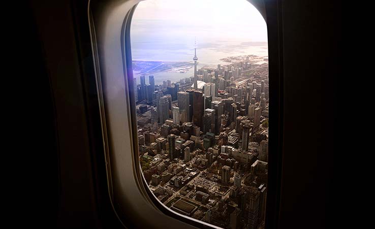 View of toronto from a airplane window
